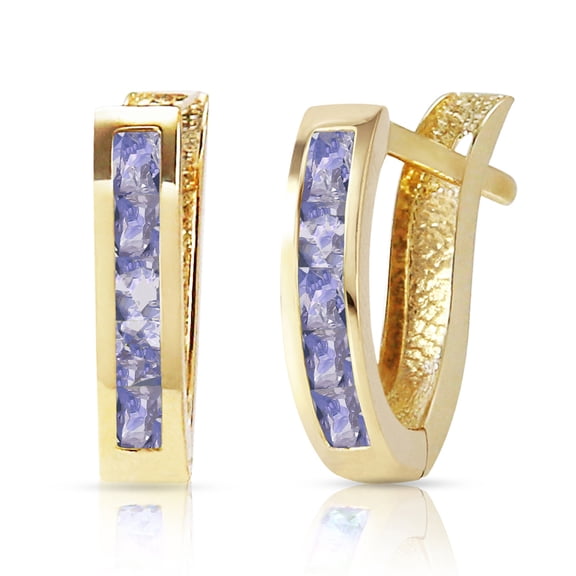Galaxy Gold GG 14K Yellow Gold 0.95 Carat Natural Tanzanite Huggie Earrings - December Birthstone - Balance & Intuition - Fine Jewelry for Women