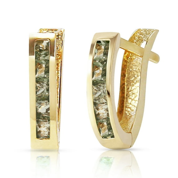 Galaxy Gold GG 14K Yellow Gold 1.3 Carat Natural Green Sapphire Huggie Earrings - September Birthstone - Truth & Nobility - Fine Jewelry for Women