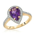 thumbnail image 1 of Galaxy Gold 14K Solid Yellow Gold Pear Cut 2.0 CTW Ring with Natural Diamonds and Natural Purple Amethyst (6.0), 1 of 2