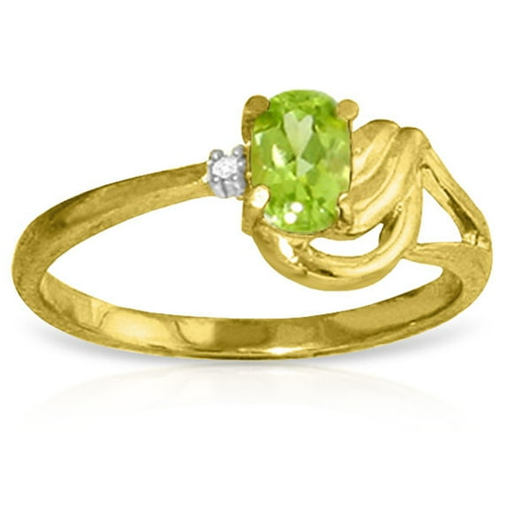 Galaxy Gold 14K Yellow Gold 0.46 Carat Natural Peridot and Genuine Diamond Ring - August Birthstone - Abundance & Joy - Sizes 5.5 to 11 - Fine Jewelry for Women