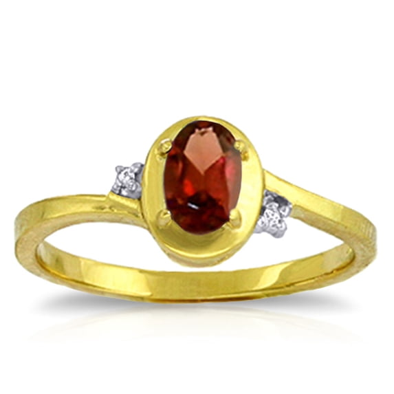 Galaxy Gold GG 14K Yellow Gold 0.51 Carat Natural Diamonds and Oval-Shaped Garnet Ring - January Birthstone - Energy & Devotion - Sizes 5.5 to 11 - Fine Jewelry for Women