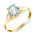 thumbnail image 1 of Galaxy Gold 14K Solid Gold 0.76 Carat Natural Diamond & Aquamarine Oval Cut Ring for Women - Yellow Gold Fine Jewelry, 1 of 1