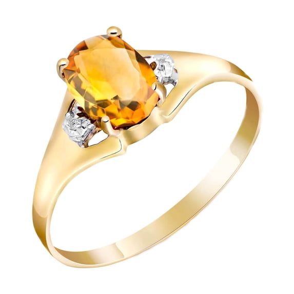 Galaxy Gold 14K Yellow Gold 0.76 Carat Genuine Diamonds and Natural Oval-Shaped Citrine Ring - November Birthstone - Warmth & Prosperity - Sizes 5.5 to 11 - Fine Jewelry for Women