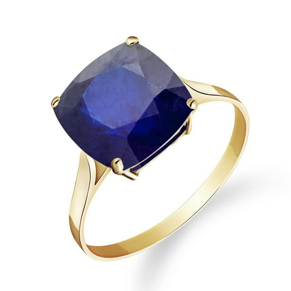Galaxy Gold 14K Solid Yellow Gold Ring Natural Cushion 4.83 Carat Sapphire (6.0)