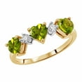 thumbnail image 1 of Galaxy Gold 14K Solid Yellow Gold Ring Triple Heart Design with Natural Diamonds and Natural Peridot 1.75 CTW (10.0), 1 of 2