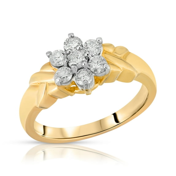 Galaxy Gold 14K Solid Yellow Gold Ring With Natural 0.50 Carats Diamonds (10.5)