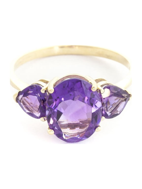 GG 14K Yellow Gold 4 CTW Natural Amethysts Ring - February Birthstone - Peace & Wisdom - Sizes 5.5 to 11 - Fine Jewelry for Women