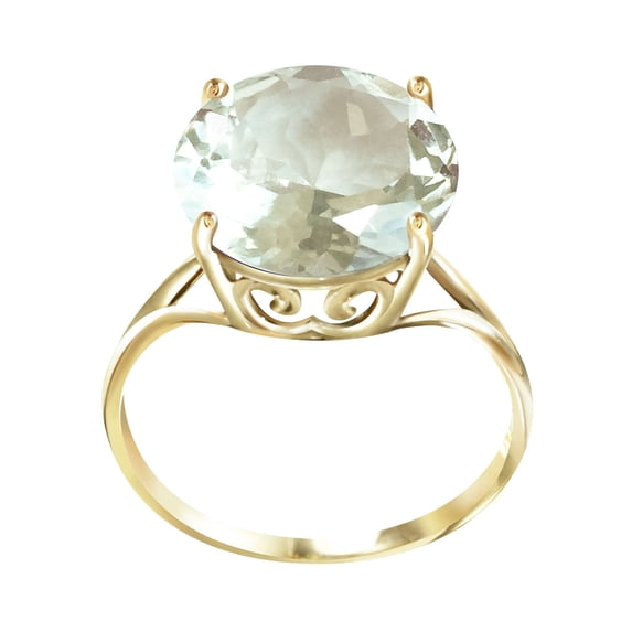 Galaxy Gold 14K Yellow Gold 5.5 Carat Natural 12 mm Round Green Amethyst Ring - Abundance & Joy - Sizes 5.5 to 11 - Fine Jewelry for Women