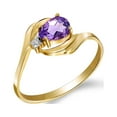 thumbnail image 1 of Galaxy Gold 14K Yellow Gold Natural Diamond and Pear-Shaped Amethyst Ring - February Birthstone - Peace & Wisdom - Sizes 5.5 to 11 - Fine Jewelry for Women, 1 of 1
