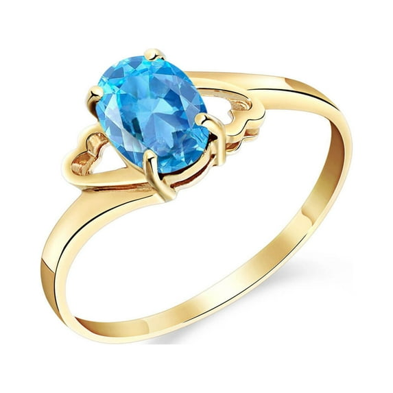 Galaxy Gold 14K Yellow Gold Natural Oval-Shaped Blue Topaz Ring - December Birthstone - Communication & Serenity - Sizes 5.5 to 11 - Fine Jewelry for Women