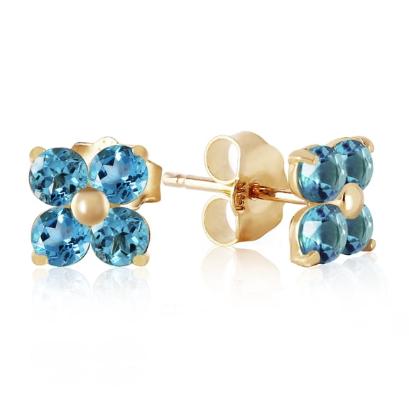 Galaxy Gold GG 14K Yellow Gold 1.15 CTW Natural Blue Topaz Stud Earrings - December Birthstone - Communication & Serenity - Fine Jewelry for Women