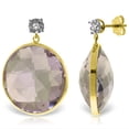 thumbnail image 1 of Galaxy Gold 14K Solid Yellow Gold Stud Earrings with Natural Diamonds and Amethyst, February Birthstone, Symbol of Serenity, 1 of 2