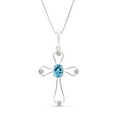 thumbnail image 1 of Galaxy Gold 14K Solid Gold 0.57 Carat Natural Diamond & Blue Topaz Pendant Necklace for Women - White Gold Fine Jewelry, 1 of 1