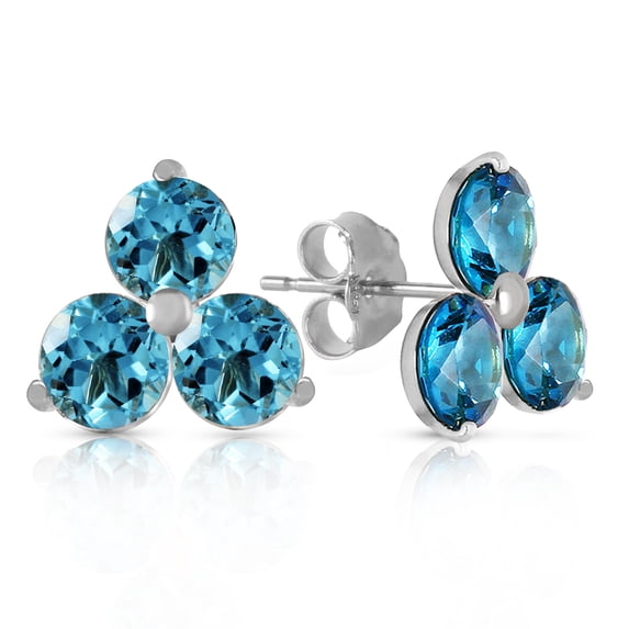 Galaxy Gold 14K Solid Gold 1.50 Carat Natural Blue Topaz Stud Earrings for Women - White Gold Fine Jewelry