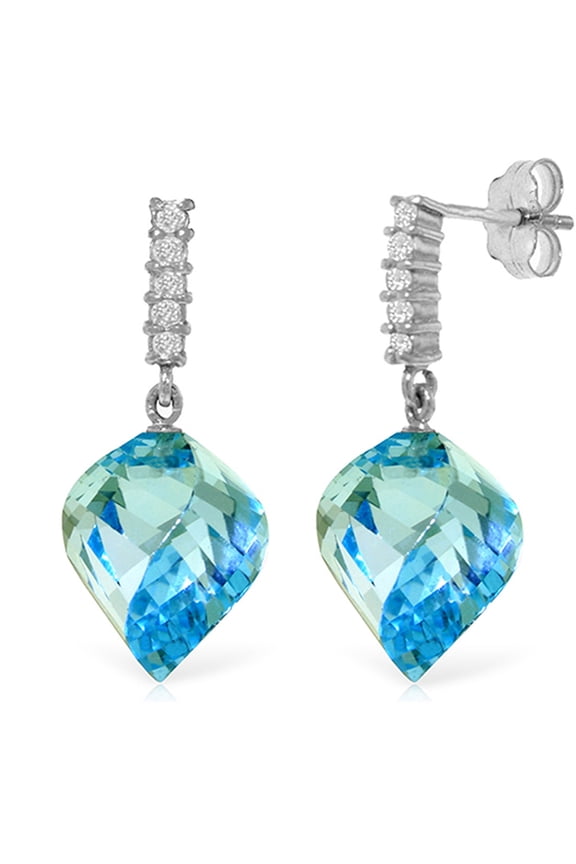14K White Gold 27.95 CTW Natural Blue Topaz Dangle Earrings - December Birthstone - Communication & Serenity - Fine Jewelry for Women