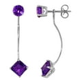 thumbnail image 1 of Galaxy Gold 14K White Gold 4.15 CTW Natural Amethyst Stud Drop Earrings - February Birthstone - Peace & Wisdom - Fine Jewelry for Women, 1 of 1