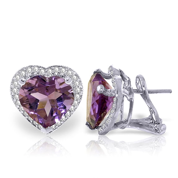 Galaxy Gold 14K White Gold 6.48 CTW Natural Amethyst and Natural Diamond Dangle Earrings - February Birthstone - Peace & Wisdom - Fine Jewelry for Women