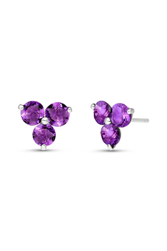 14K Solid Gold 9.00 Carat Natural Amethyst Stud Earrings for Women - White Gold Fine Jewelry