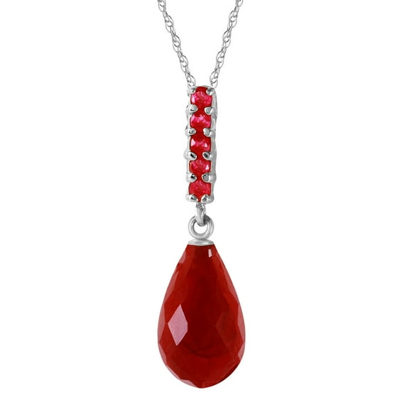 Galaxy Gold 14K White Gold 9 Carat Ruby Pendant Necklace - July Birthstone - Passion & Protection - 16" to 24" - Fine Jewelry for Women