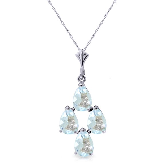 Galaxy Gold 14K White Gold Aquamarine Pendant Necklace - March Birthstone - Courage & Clarity - 16" to 24" - Fine Jewelry for Women
