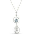 thumbnail image 1 of Galaxy Gold 14K White Gold Aquamarine and Pearl Pendant Necklace - March Birthstone - Courage & Clarity - 16" to 24" - Fine Jewelry for Women, 1 of 1