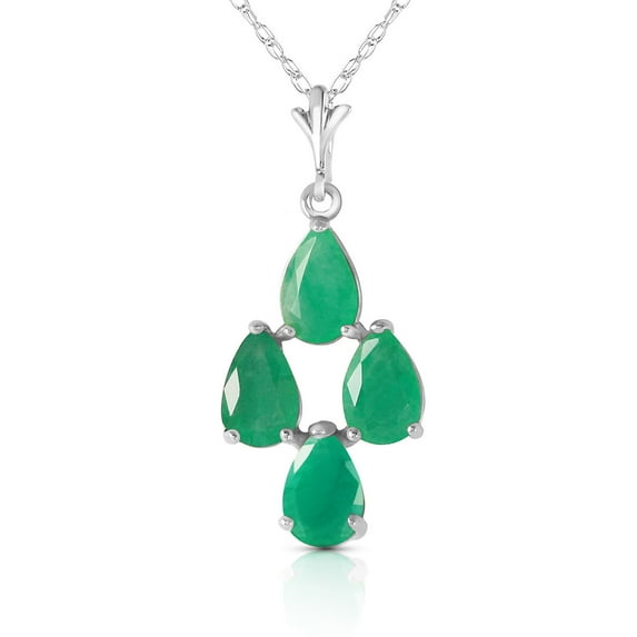 Galaxy Gold 14K White Gold Emerald Pendant Necklace - May Birthstone - Abundance & Joy - 16" to 24" - Fine Jewelry for Women