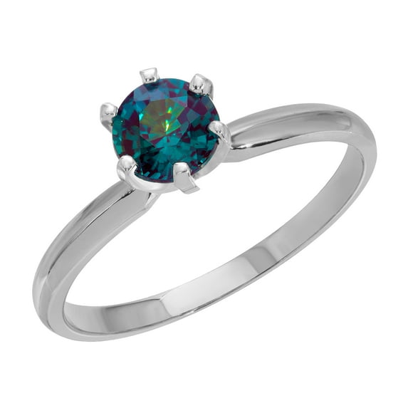 Galaxy Gold 14K White Gold Lab-Grown Alexandrite Ring - June Birthstone - Abundance & Joy - Sizes 5.5 to 11 - Fine Jewelry for Women