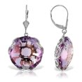 thumbnail image 1 of Galaxy Gold 14K White Gold Leverback Earrings with Checkerboard Cut Round Amethyst, 1 of 3
