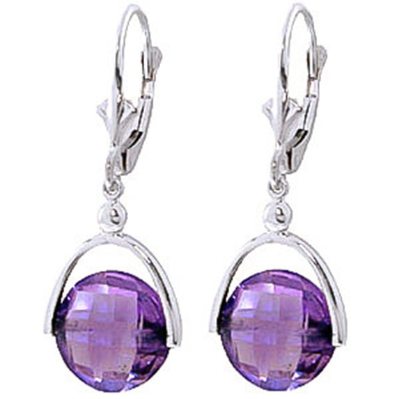 Galaxy Gold 14K White Gold Natural Amethyst Dangle Earrings - February Birthstone - Peace & Wisdom - Fine Jewelry for Women