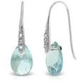 thumbnail image 1 of Galaxy Gold 14K White Gold Natural Blue Topaz and Natural Diamond Dangle Earrings - December Birthstone - Communication & Serenity - Fine Jewelry for Women, 1 of 4