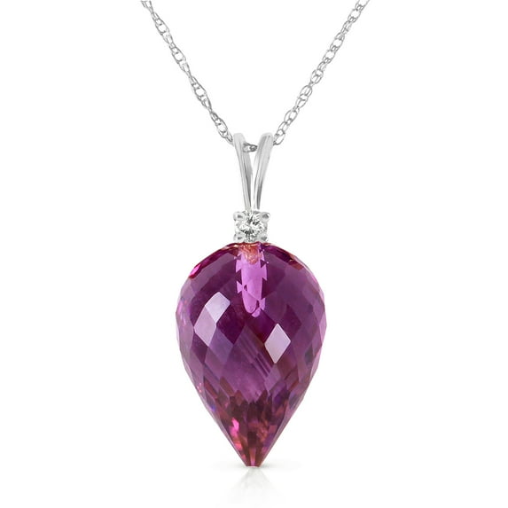 Galaxy Gold 14K White Gold Natural Diamonds and Amethyst Pendant Necklace - February Birthstone - Peace & Wisdom - 16" to 24" - Fine Jewelry for Women