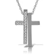 thumbnail image 1 of Galaxy Gold 14K White Gold Natural Diamonds Cross Pendant Necklace - Strength & Brilliance - 16" to 24" - Fine Jewelry for Women, 1 of 3