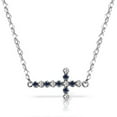 thumbnail image 1 of Galaxy Gold 14K White Gold Natural Diamonds and Sapphire Cross Pendant Necklace - September Birthstone - Truth & Nobility - 16" to 24" - Fine Jewelry for Women, 1 of 3