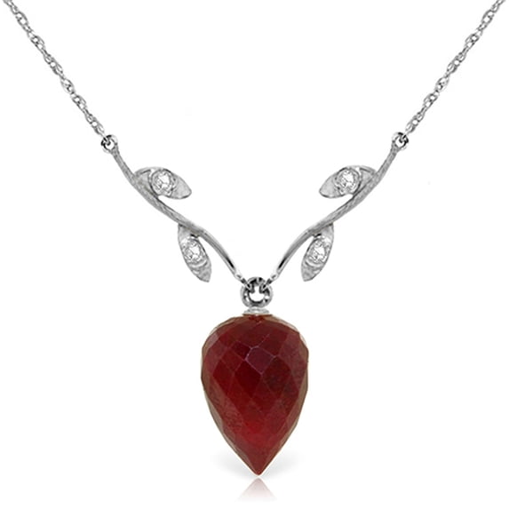 Galaxy Gold 14K White Gold Natural Diamonds and Ruby Pendant Necklace - July Birthstone - Passion & Protection - 16" to 24" - Fine Jewelry for Women