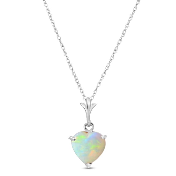Galaxy Gold 14K White Gold Opal Heart Necklace - October Birthstone - Balance & Intuition - 16" to 24" - Fine Jewelry for Women
