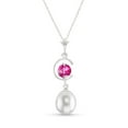 thumbnail image 1 of Galaxy Gold 14K White Gold Pink Topaz and Pearl Pendant Necklace - June Birthstone - Hope & Creativity - 16" to 24" - Fine Jewelry for Women, 1 of 1