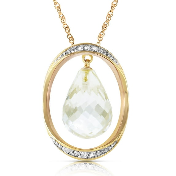 Galaxy Gold 14K Yellow Gold 11.6 Carat Natural Diamonds and White Topaz Pendant Necklace - Courage & Clarity - 16" to 24" - Fine Jewelry for Women
