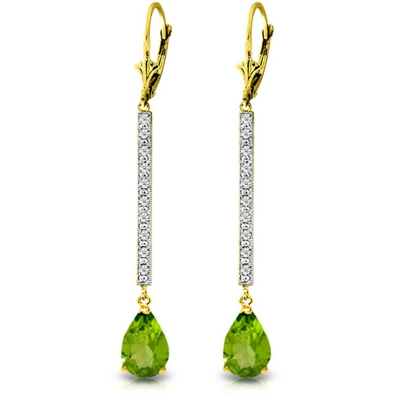 Galaxy Gold 14K Yellow Gold 3.60 CTW Natural Diamond and Peridot Dangle Earrings - August Birthstone - Abundance & Joy - Fine Jewelry for Women