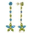 thumbnail image 1 of Galaxy Gold 14K Yellow Gold 4.8 Carat Natural Blue Topaz and Peridot Dangle Earrings - December Birthstone - Communication & Serenity - Fine Jewelry for Women, 1 of 3