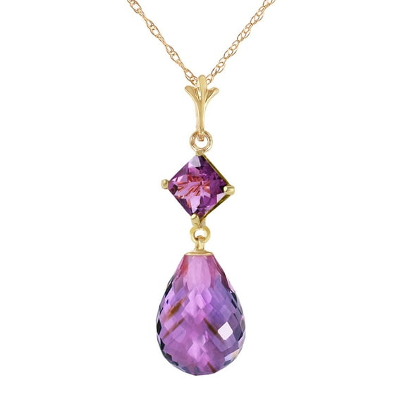 Galaxy Gold 14K Yellow Gold 5.5 Carat Amethyst Pendant Necklace - February Birthstone - Peace & Wisdom - 16" to 24" - Fine Jewelry for Women