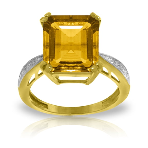 Galaxy Gold 14K Yellow Gold 5.60 Carat Natural Citrine Ring - November Birthstone - Warmth & Prosperity - Sizes 5.5 to 11 - Fine Jewelry for Women