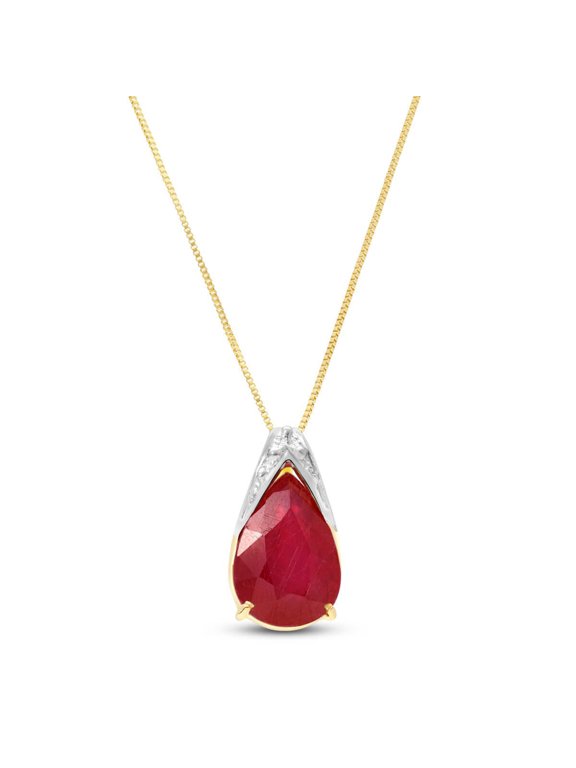 14K Yellow Gold 5 Carat Ruby Pendant Necklace - July Birthstone - Passion & Protection - 16" to 24" - Fine Jewelry for Women