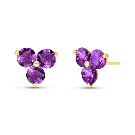 Galaxy Gold 14K Yellow Gold 9.00 Carat Natural Amethyst Stud Earrings - February Birthstone - Peace & Wisdom - Fine Jewelry for Women