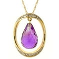 thumbnail image 1 of Galaxy Gold 14K Yellow Gold 9.6 Carat Natural Diamonds and Amethyst Pendant Necklace - February Birthstone - Peace & Wisdom - 16" to 24" - Fine Jewelry for Women, 1 of 5