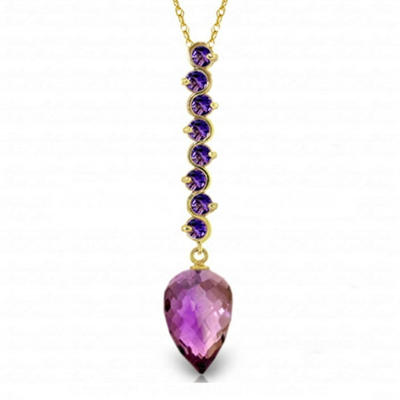 Galaxy Gold 14K Yellow Gold Amethyst Pendant Necklace - February Birthstone - Peace & Wisdom - 16" to 24" - Fine Jewelry for Women