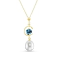 thumbnail image 1 of Galaxy Gold 14K Yellow Gold Blue Topaz and Pearl Pendant Necklace - December Birthstone - Communication & Serenity - 16" to 24" - Fine Jewelry for Women, 1 of 1