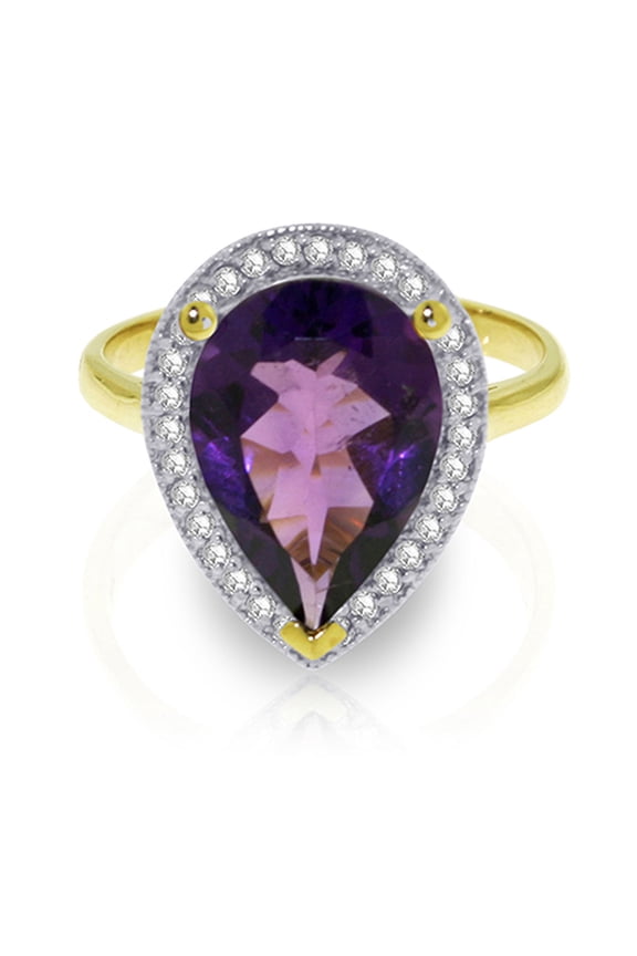 14K Yellow Gold Natural Amethyst Ring - February Birthstone - Peace & Wisdom - Sizes 5.5 to 11 - Fine Jewelry for Women