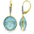 thumbnail image 1 of Galaxy Gold 14K Yellow Gold Natural Blue Topaz and Natural Diamond Dangle Earrings - December Birthstone - Communication & Serenity - Fine Jewelry for Women, 1 of 3