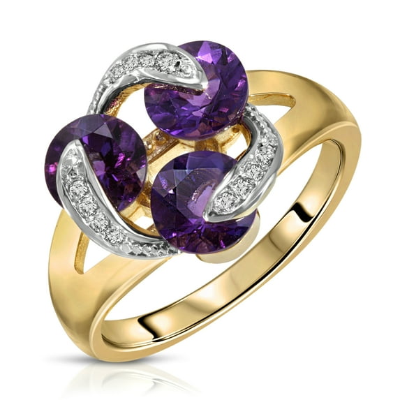 Galaxy Gold 14K Solid Gold Natural Diamond Ring for Women - Yellow Gold Fine Jewelry