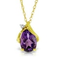 thumbnail image 1 of Galaxy Gold 14K Yellow Gold Natural Diamonds and Amethyst Pendant Necklace - February Birthstone - Peace & Wisdom - 16" to 24" - Fine Jewelry for Women, 1 of 2